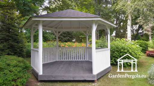 6-zijdig wit prieel - garden gazebo pergola