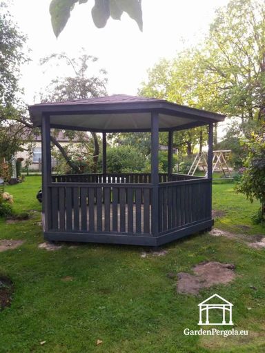 6-zijdig donkergrijs tuinpaviljoen