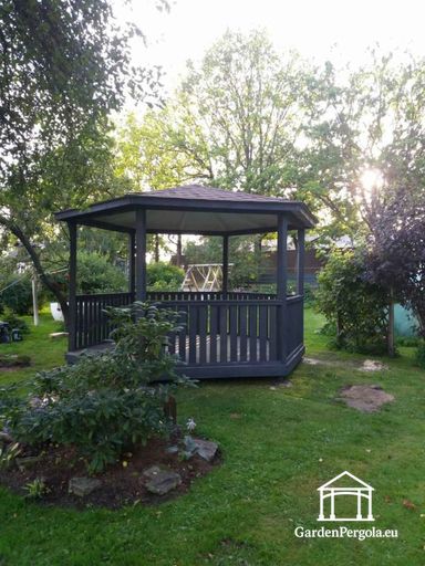 6-zijdig donkergrijs tuinpaviljoen