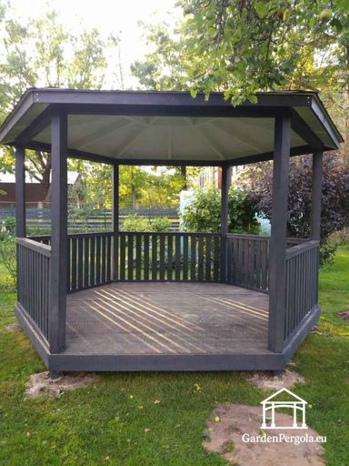 6-zijdig donkergrijs tuinpaviljoen