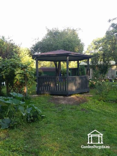 6-zijdig donkergrijs tuinpaviljoen