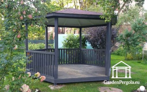 6-zijdig donkergrijs tuinpaviljoen - garden gazebo pergola
