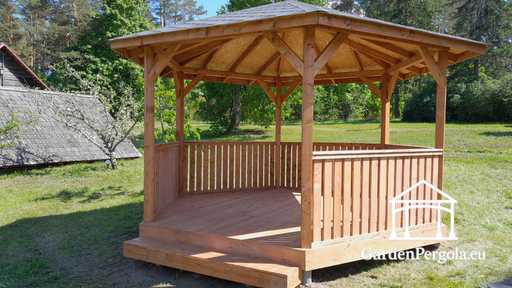 6-zijdig lichtbruin tuinpaviljoen - garden gazebo pergola