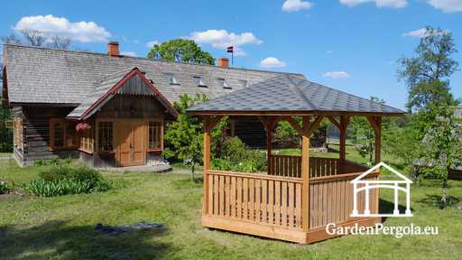 6-zijdig lichtbruin tuinpaviljoen