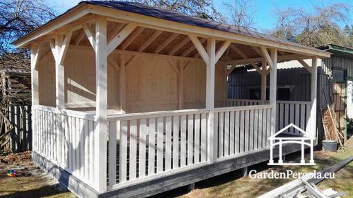 4x6m wit tuinpaviljoen met donkergrijze vloer