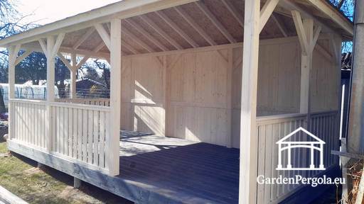4x6m wit tuinpaviljoen met donkergrijze vloer