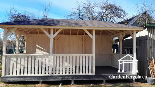 4x6m wit tuinpaviljoen met donkergrijze vloer - garden gazebo pergola