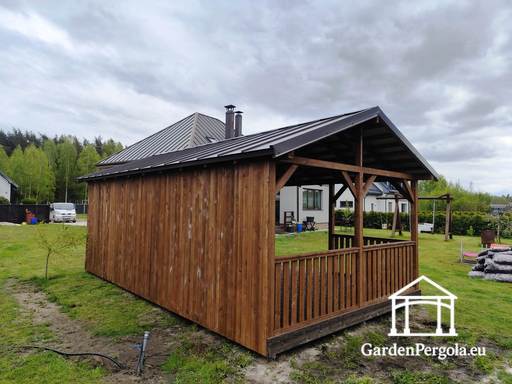 4x7m groot metalen dak bruin tuinpaviljoen