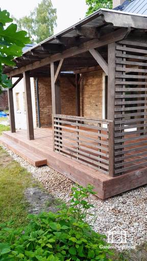 Donkerbruin duurzaam tuinpaviljoen uitbreiding 3x6m
