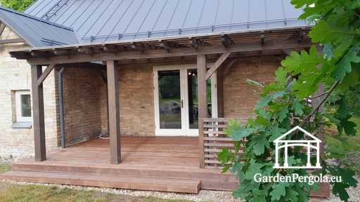 Donkerbruin duurzaam tuinpaviljoen uitbreiding 3x6m