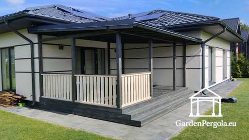 Premium Donkergrijs Tuinpaviljoen Luifel met Metalen Dak 4x6m
