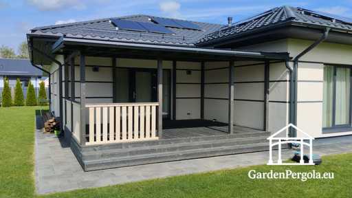 Premium Donkergrijs Tuinpaviljoen Luifel met Metalen Dak 4x6m - garden gazebo pergola