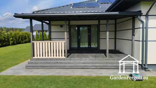 Premium Donkergrijs Tuinpaviljoen Luifel met Metalen Dak 4x6m