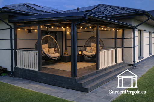 Premium Donkergrijs Tuinpaviljoen Luifel met Metalen Dak 4x6m