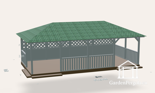 4x8 m houten tuinhuisje