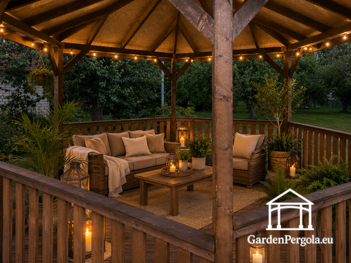 Zeshoekige Houten Tuinpaviljoen met Shingledak — Gezellig, Praktisch en Natuurlijk Elegant