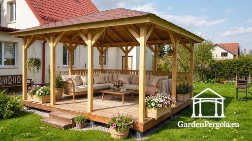 4x4.5m Houten Tuinpaviljoen — Gezellig, Ruim en Perfect voor Ontspanning Buiten